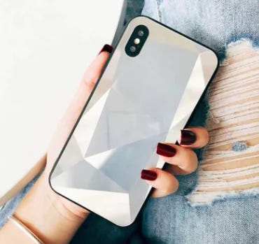 Colorful 3D Diamond Mirror Phone Case for Couples